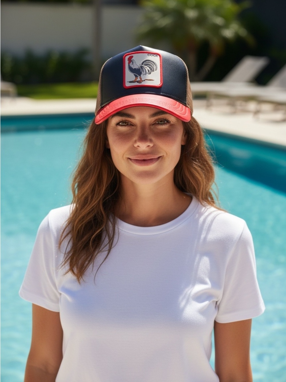 Goorin Bros Black & Red Rooster Patch Trucker Hat
